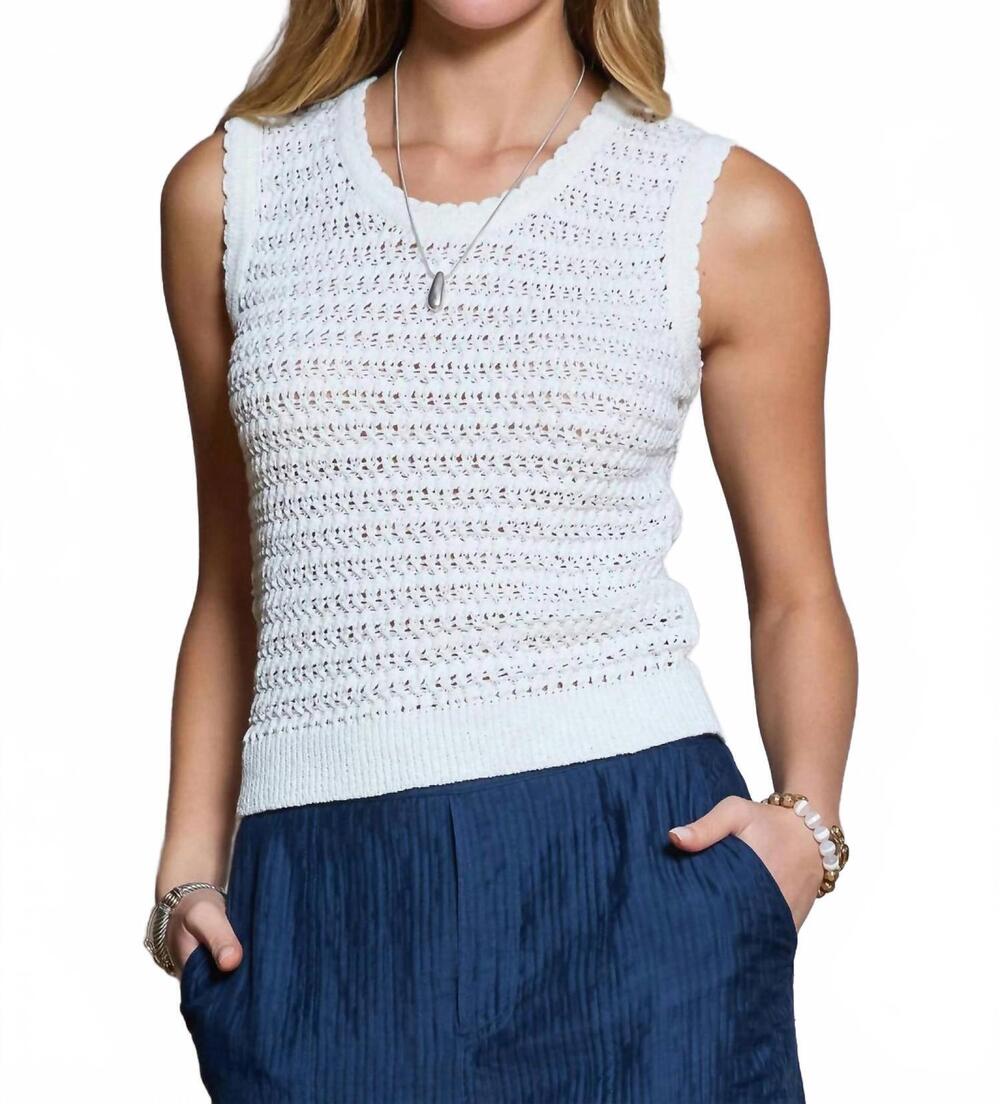 NEW CURRENT AIR crochet knit tank blouse in white